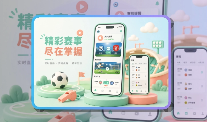 轻量下载 · 手机端赛事入口 · 赛事内容随身带走界面展示